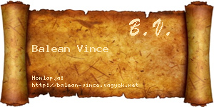 Balean Vince névjegykártya